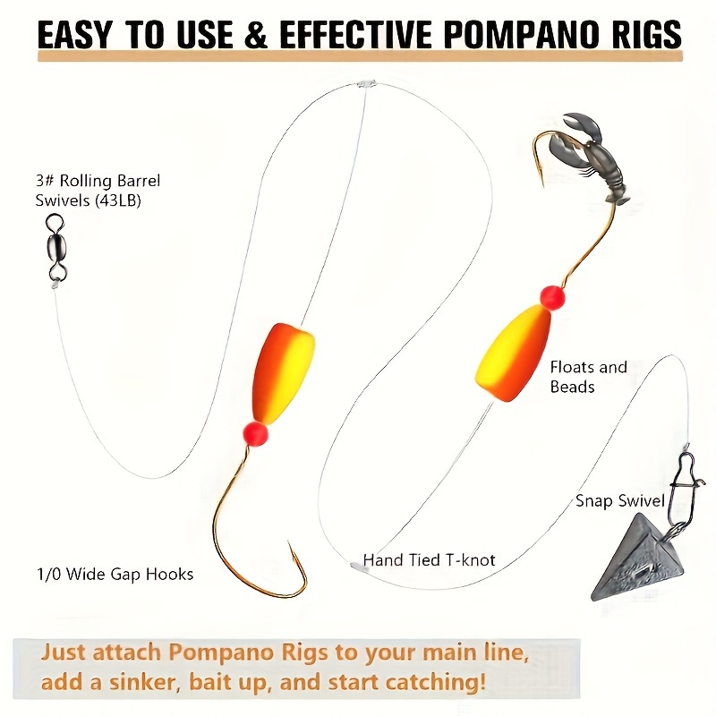 3 buah Rig Pompano memancing b - Snell Fishing Rig ulasan dan harga